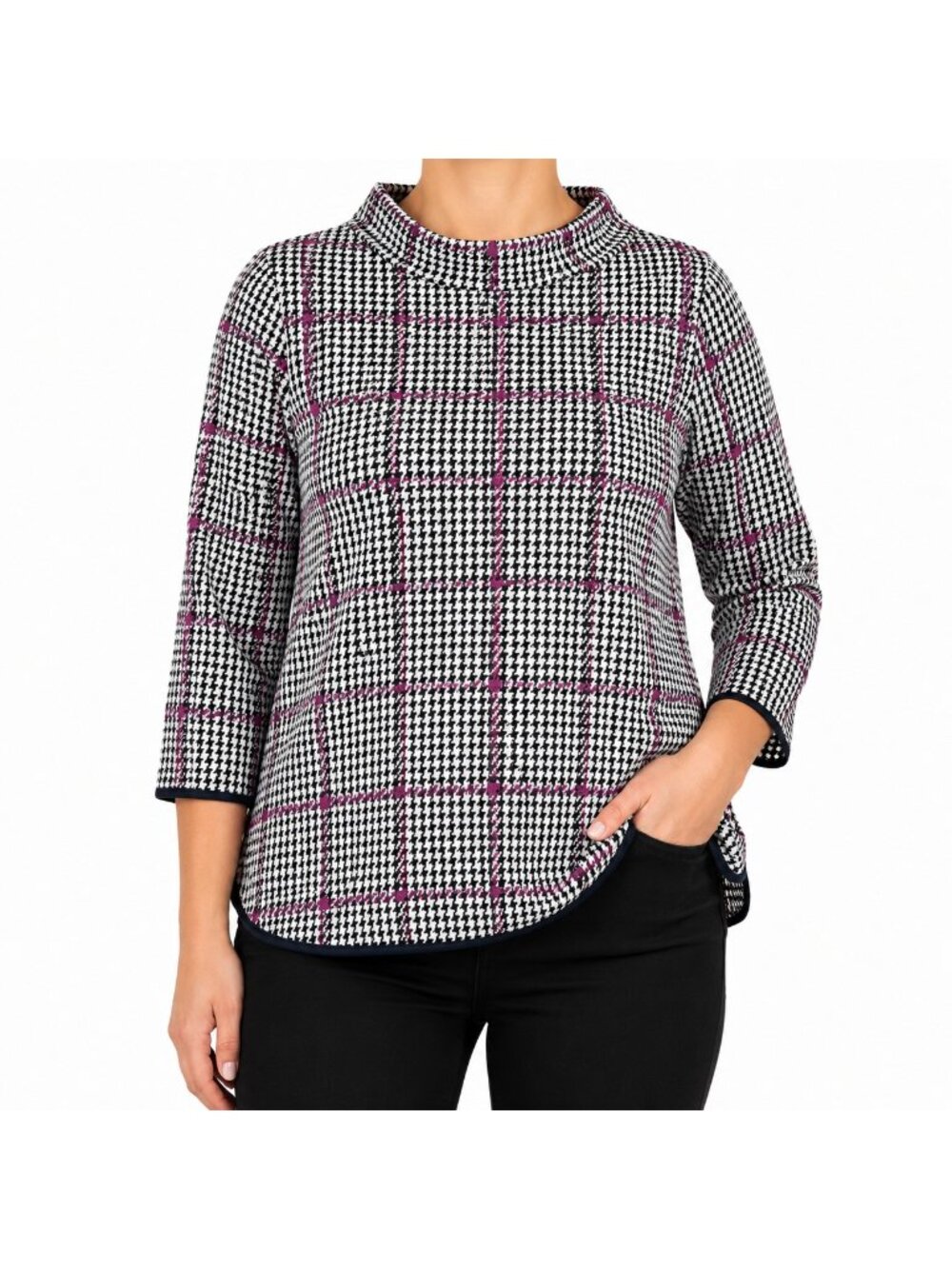 Talbots Outlet White Black Houndstooth Turtleneck Sweater - Large